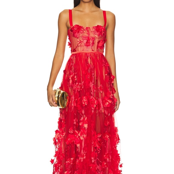 Bronx and Banco Red Floral Maxi Dress - Picture 1 of 3